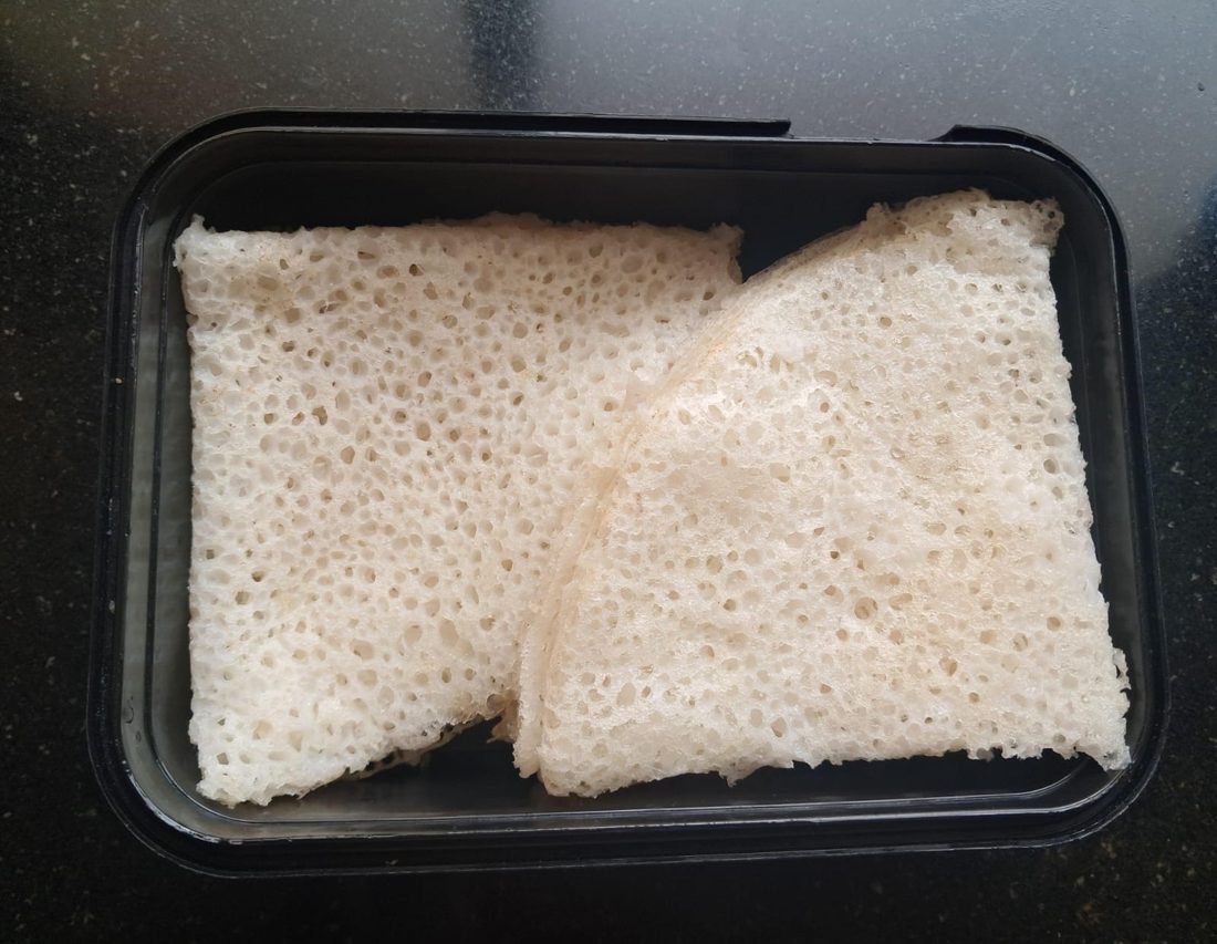Homemade ghavane, lacy rice crepes